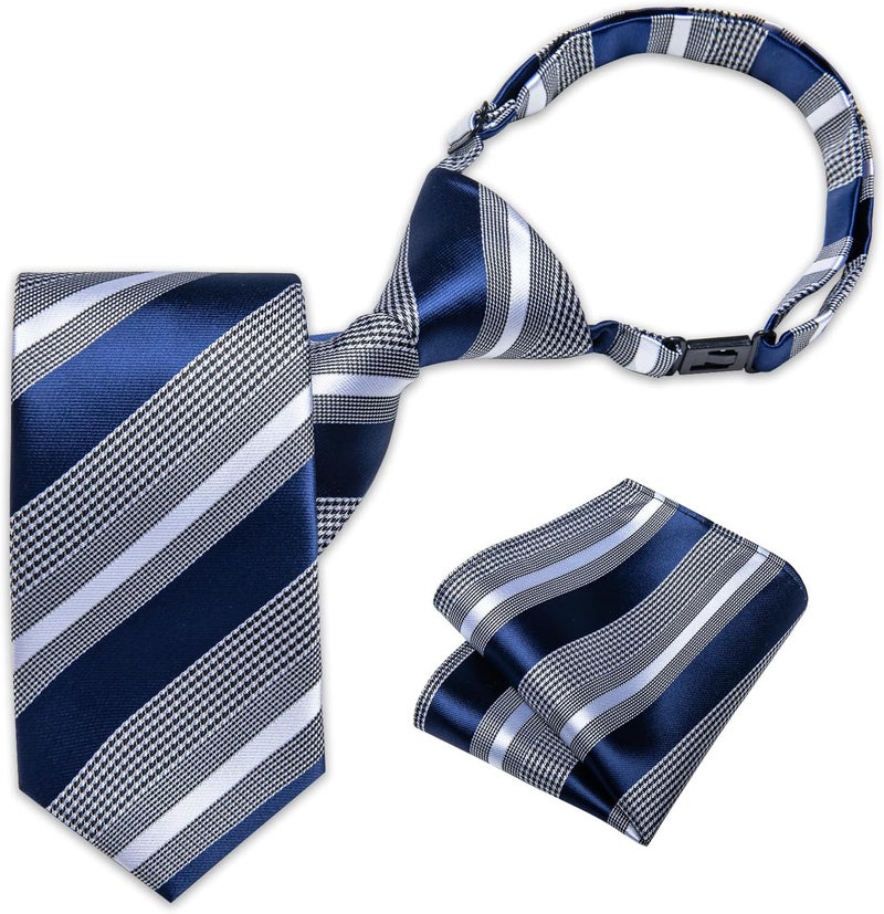 DiBanGu Boys Pre-tied Neckties and Pocket Square Set Adjustable Strap Tie for Kids Wedding Party Graduation School Uniforms - Image 1